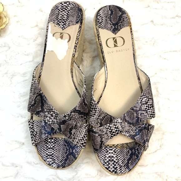 Kelsi Dagger Bianca Black Snake Wedge Sandal NWOT - Picture 2 of 7